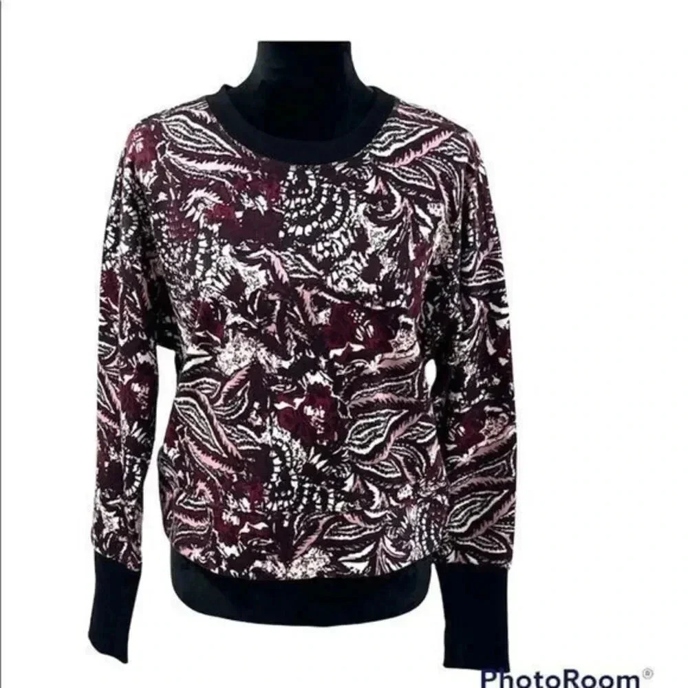 Joie cotton women sweatshirt Cropped Red Floral